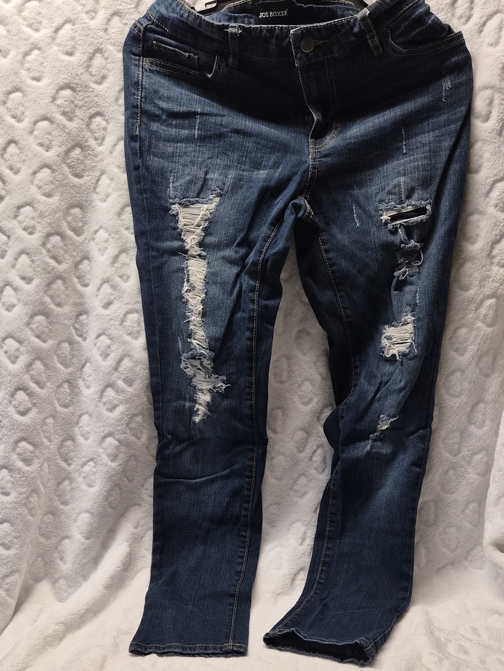 Joe Boxer Distressed Dark Blue Skinny Jeans with Rips
